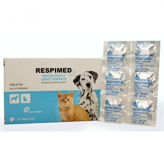 Respimed 30 Tabletas Perros y Gatos, Mederilab
