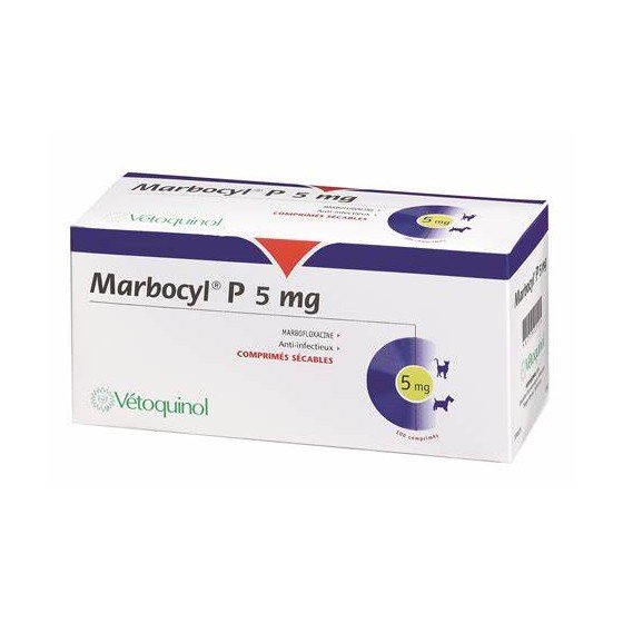 Marbocyl 5 Mg., Marbofloxacina, Blister con 10 Comprimidos, Vetoquinol
