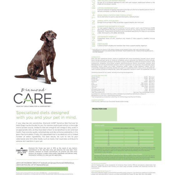 Diamond Care Sensitive Skin Dog 11.3 Kg.