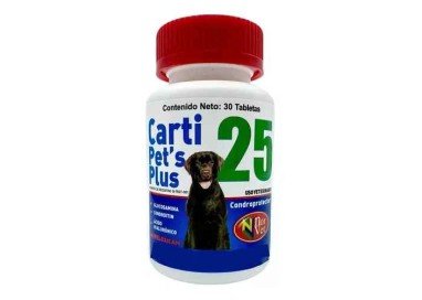 Carti Pet's Plus 25, Condroprotector + Meloxicam, Frasco con 30 tabletas, Norvet.