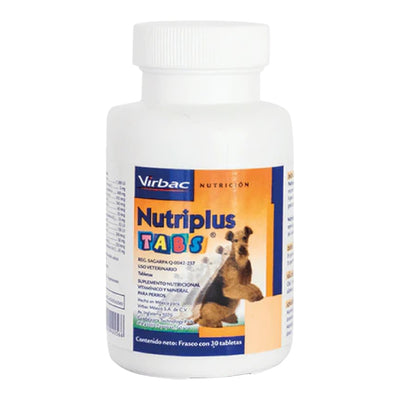 Nutriplus Tabs, Suplemento Nutricional para Perros, Frasco con 30 Tabletas, Virbac