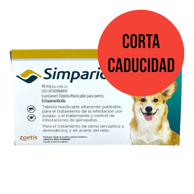 CORTA CADUCIDAD Simparica 3 Masticables 40 Mg 10 a 20 Kg - AniMALL