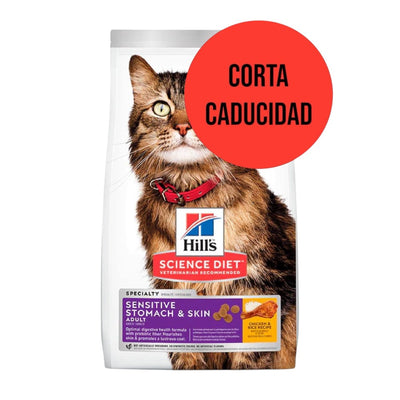 CORTA CADUCIDAD Hill's SD Sensitive Skin & Stomach, alimento para gato adulto piel y estómago sensibles 1.6Kg