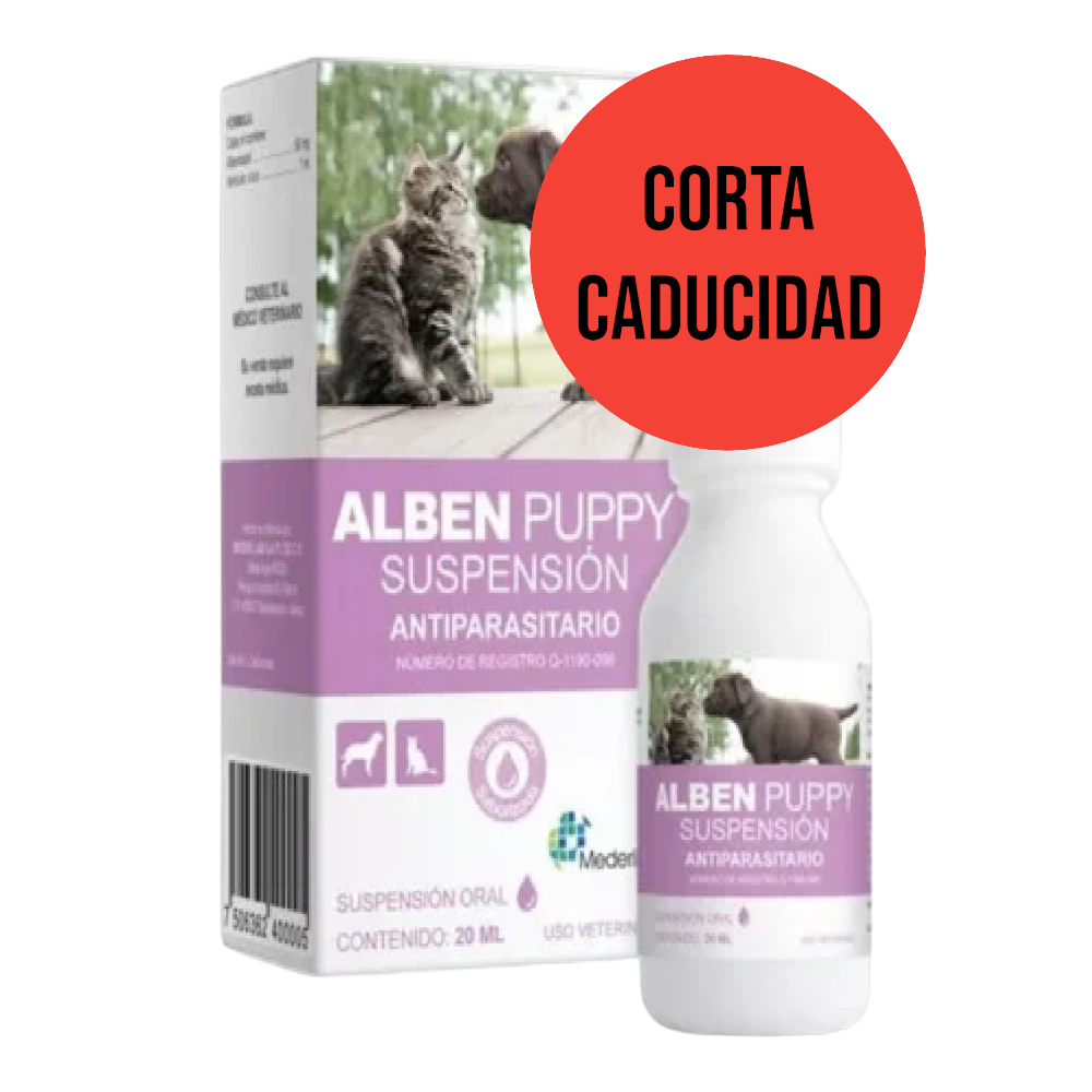 CORTA CADUCIDAD Alben Puppy Suspensión Antiparasitario 20 ml Mederilab