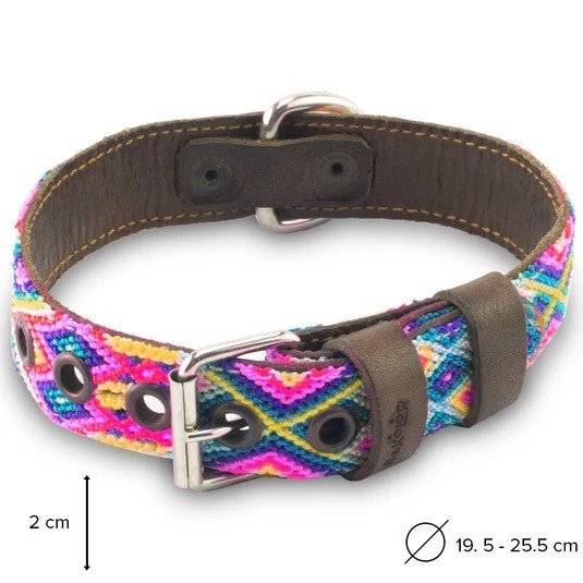 Collar Artesanal Mándala Rosa para Mascota Grande