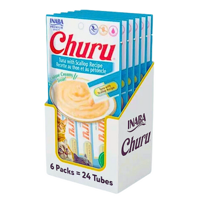 Churu 6 Pack Premios para Gato Atún y Vieiras 4 tubos de 14 Gr c/u - AniMALL