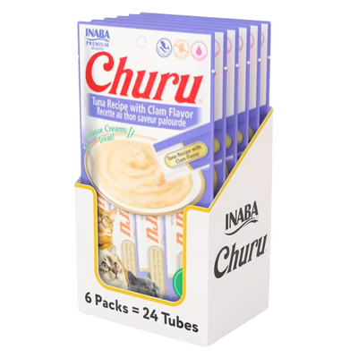 Churu 6 Pack Premios para Gato Atún y Almeja 4 tubos de 14 Gr c/u - AniMALL