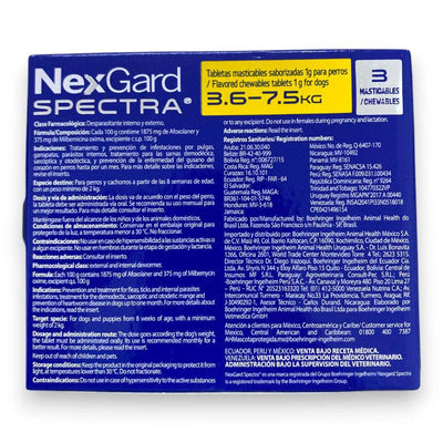 Nexgard Spectra 3 Tabletas 3.6 a 7.5 kg - AniMALL