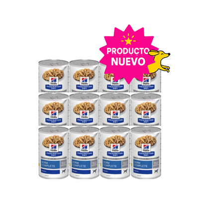12 Latas Hill's Prescription Diet Alimento Húmedo para perro, Derm Complete Rice & Egg Recipe Canned Dog Food, 370g
