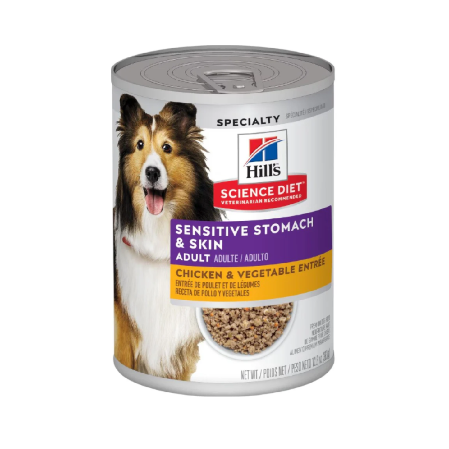 12 Latas Hill's Science Diet Perro Adulto Sensitive Skin and Stomach Piel y Estomago Sensible 363 gr