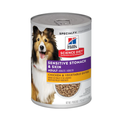 12 Latas Hill's Science Diet Perro Adulto Sensitive Skin and Stomach Piel y Estomago Sensible 363 gr