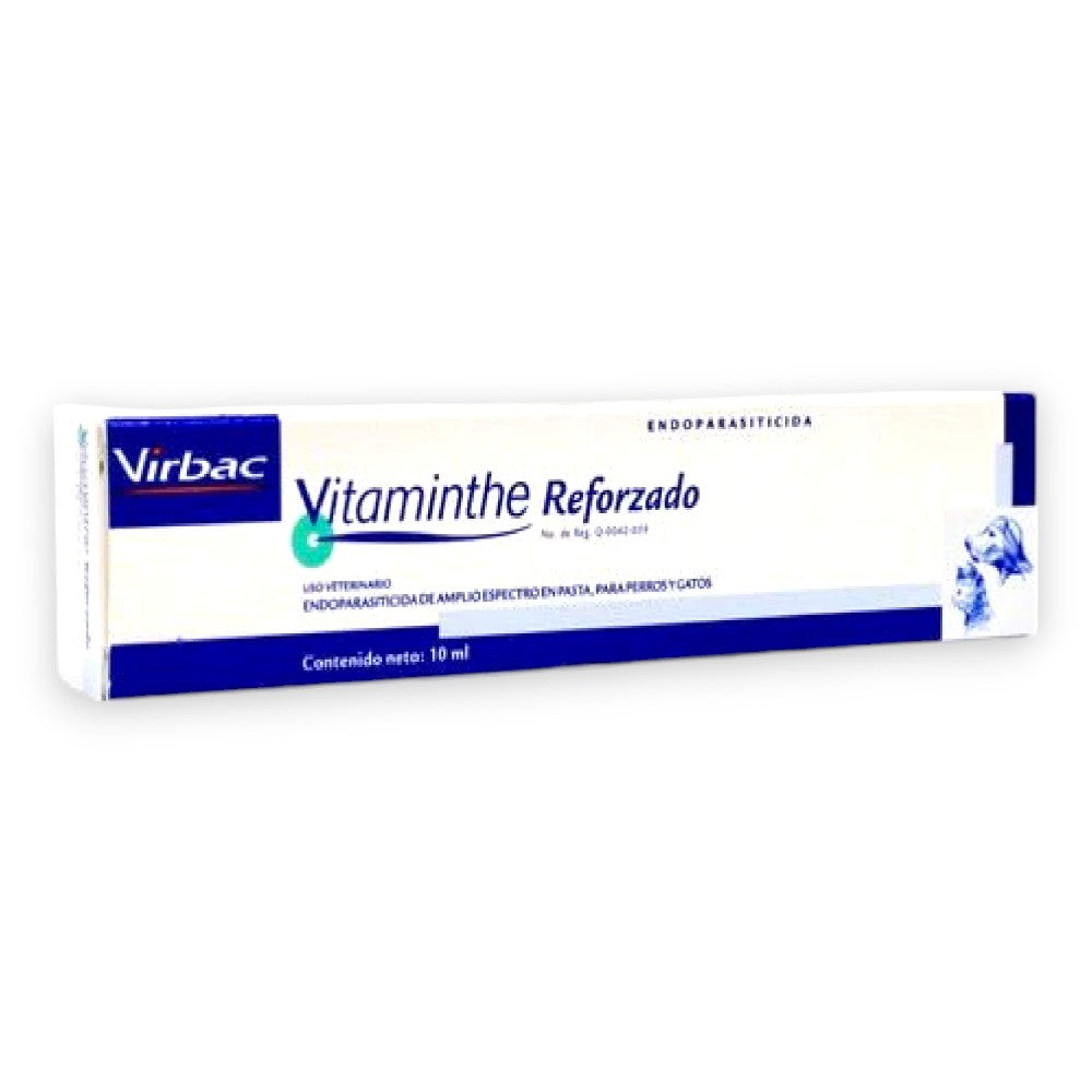 Virbac Vitaminthe Reforzado, Endoparasiticida para Perros y Gatos en Pasta 10 Ml.