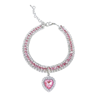 Collar con Dije de Corazón Color Rosa L
