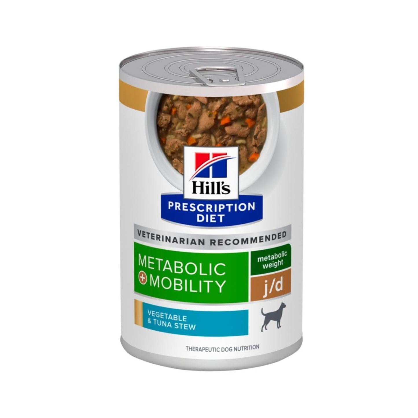 12 Latas Hill's Prescription Diet alimento húmedo para perro adulto Metabolic mas Mobility, sabor atún y vegetales, 354g