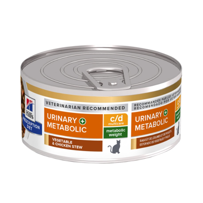 1 Lata Hill's Prescription Diet Feline Alimento Húmedo c/d Multicare and Metabolic Gato Sabor Vegetales y Pollo 82 g