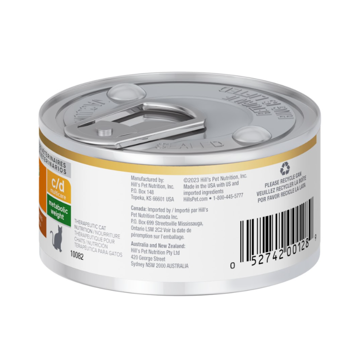 1 Lata Hill's Prescription Diet Feline Alimento Húmedo c/d Multicare and Metabolic Gato Sabor Vegetales y Pollo 82 g