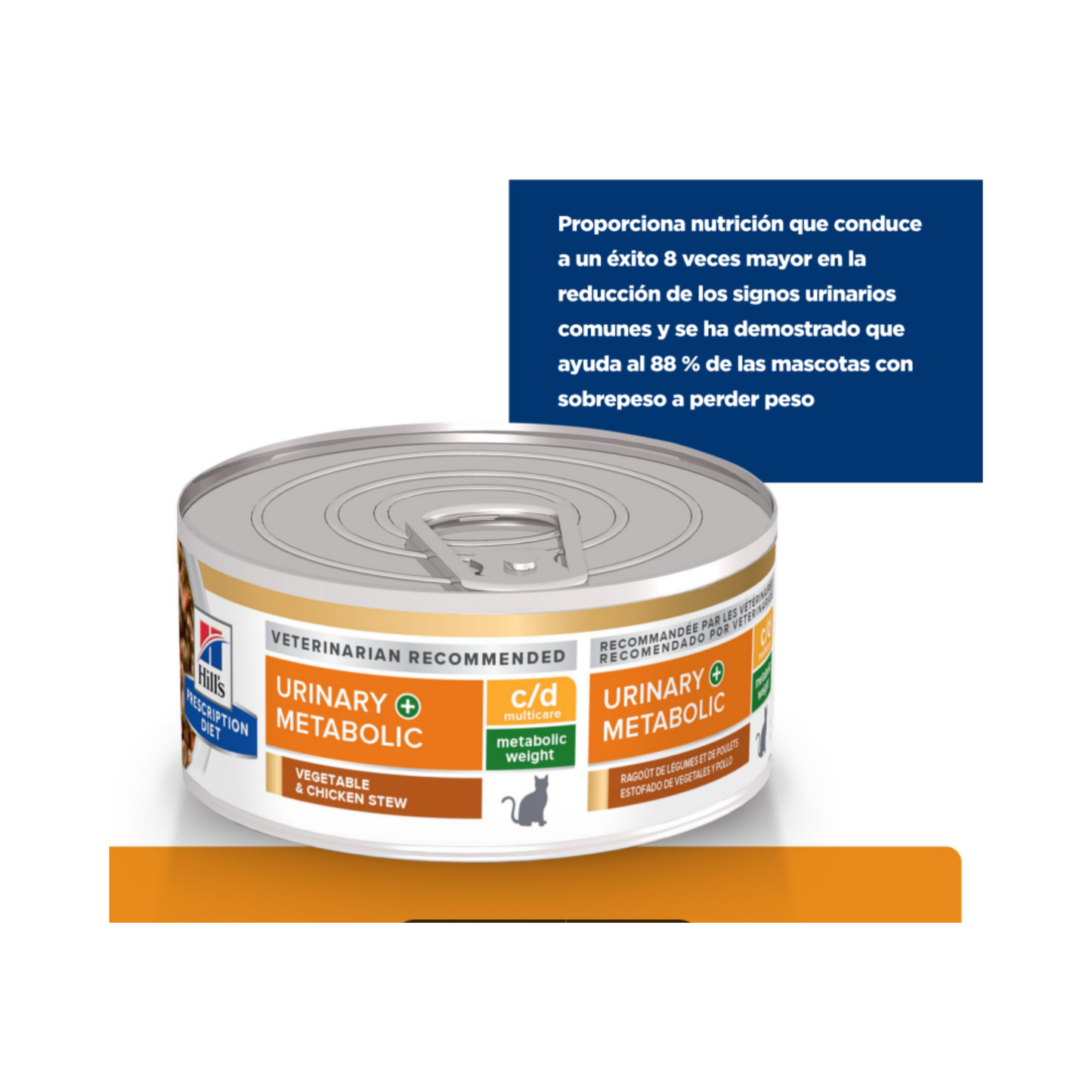 1 Lata Hill's Prescription Diet Feline Alimento Húmedo c/d Multicare and Metabolic Gato Sabor Vegetales y Pollo 82 g