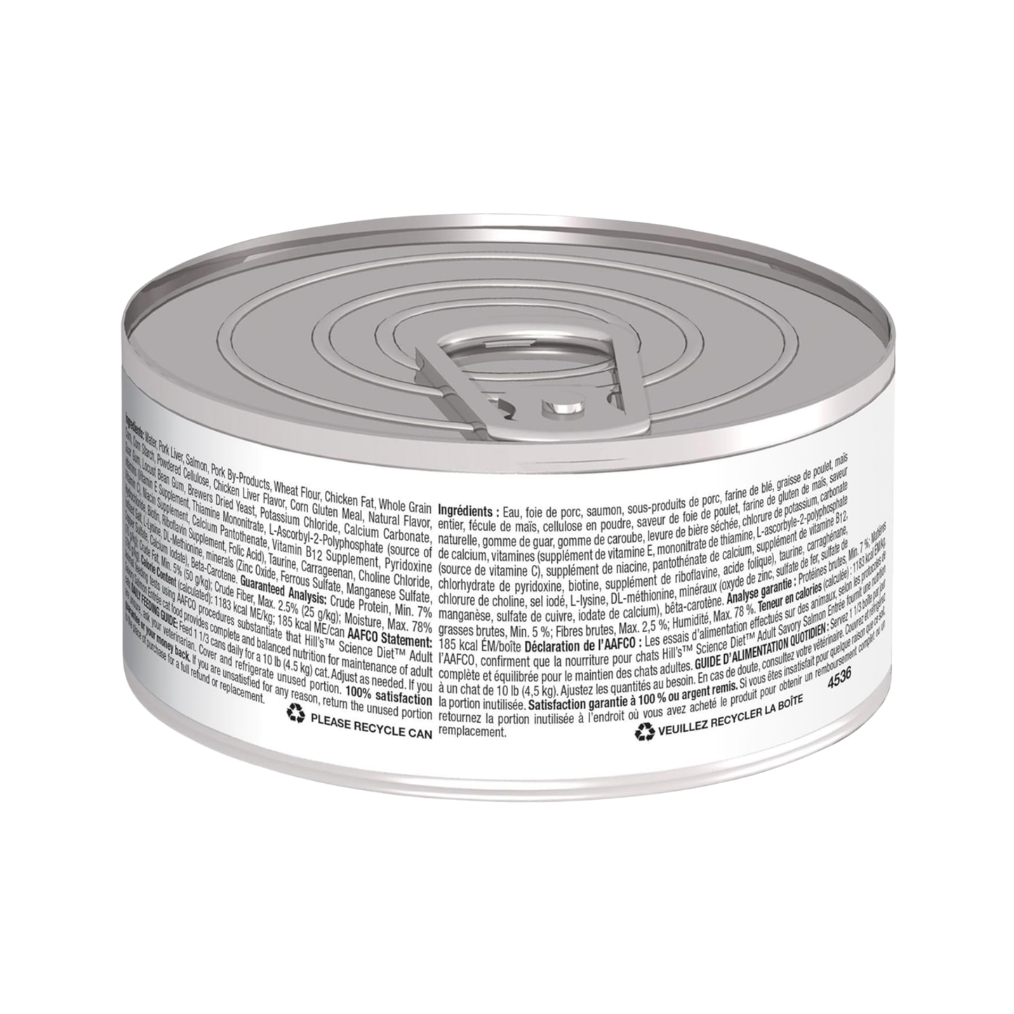 1 Lata Hill's Science Diet Adulto, alimento húmedo para gato adulto receta de salmón, 156g