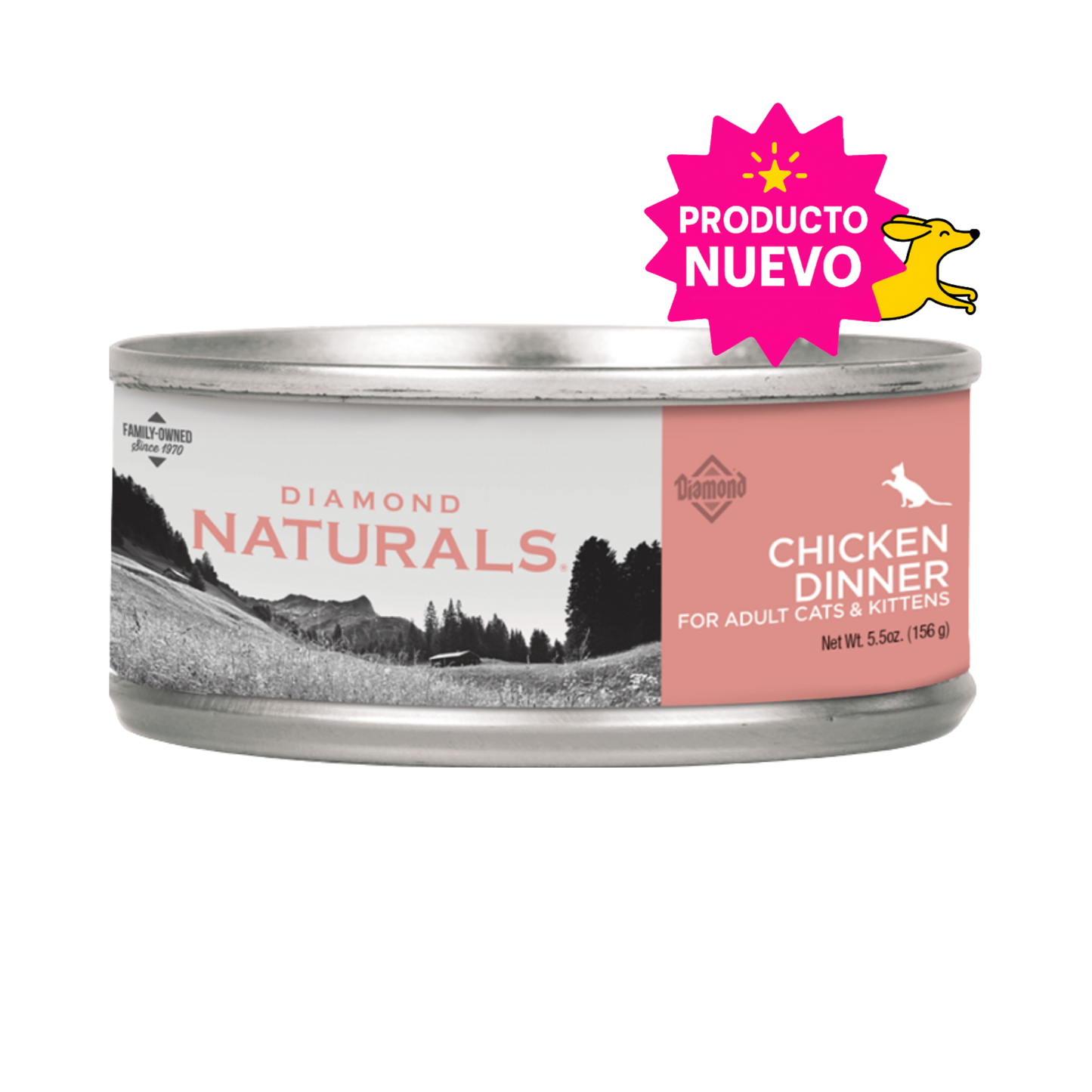 24 Latas Diamond Naturals para Gato Kitten y Adulto, Sabor Pollo 156 g