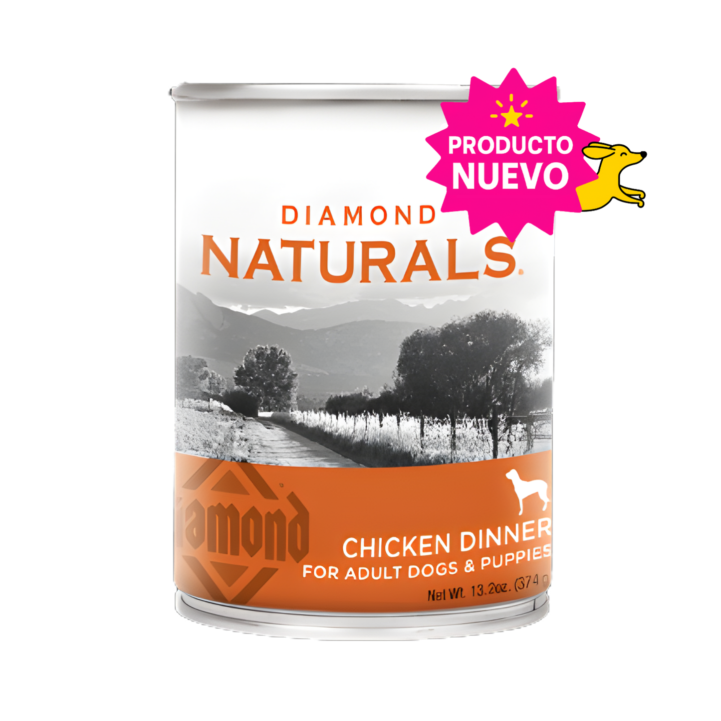 12 Latas Diamond Naturals para Perros Adultos y Cachorros, Sabor Pollo 374 g
