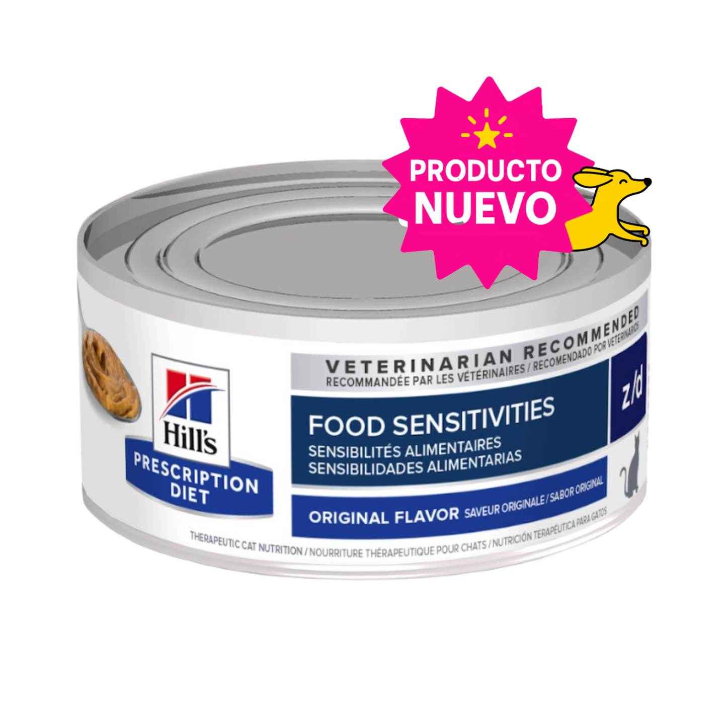 1 Lata Hill's Prescription Diet alimento húmedo para gato z/d Skin Sensibilidades Alimentarias 156g