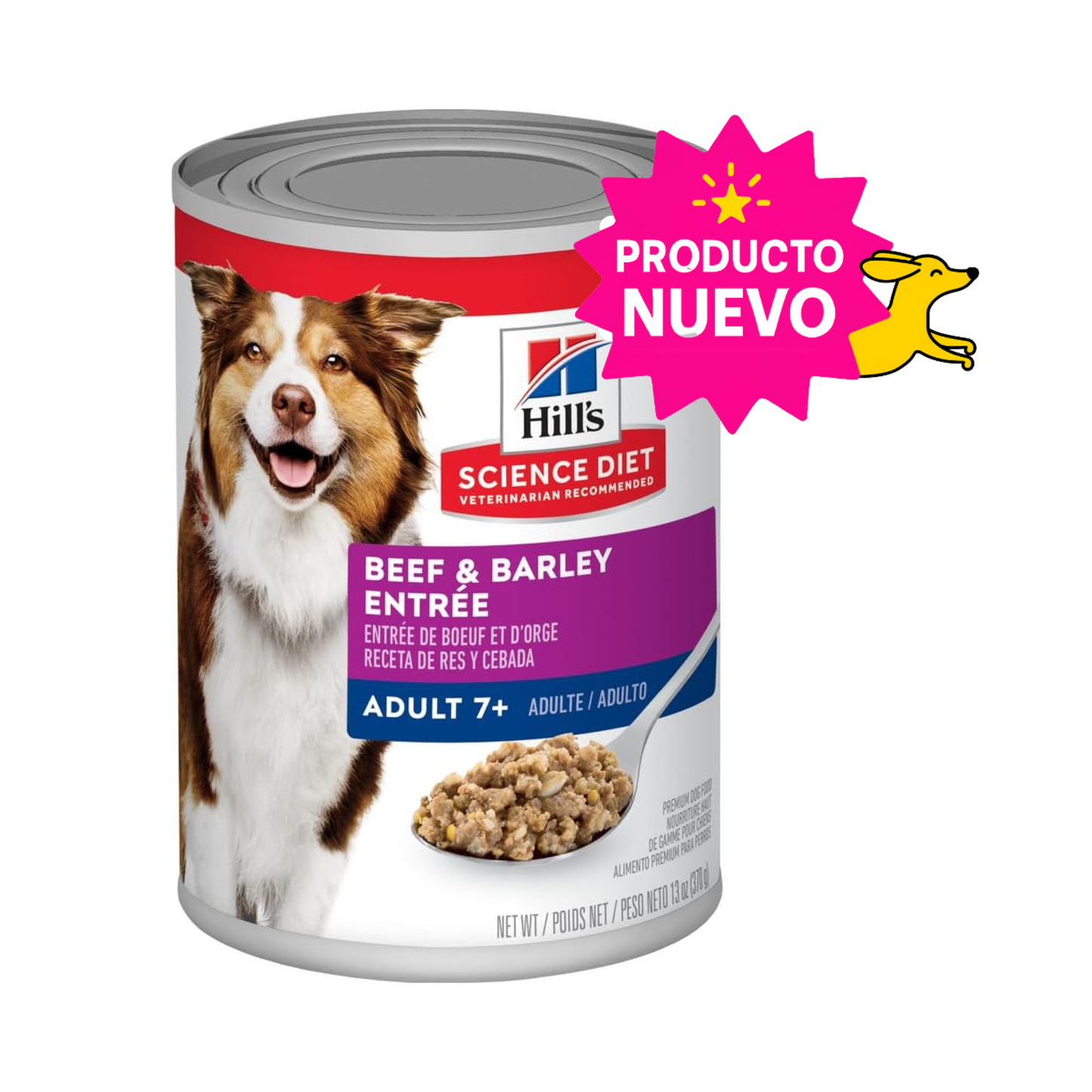 12 Latas Hill's Science Diet Adult 7+, Alimento Húmedo Perro Adulto +7 Años, Sabor Carne de Res y Cebada, 370g