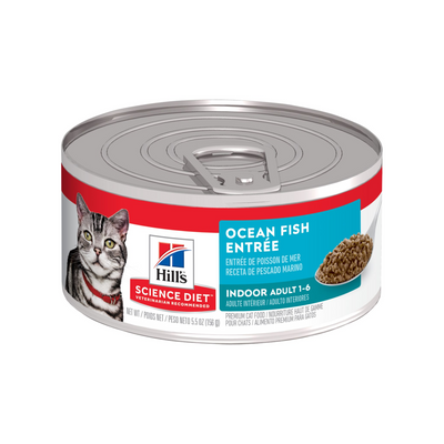 1 Lata Hill's Science Diet Adult Indoor, Alimento Húmedo en Lata para Gato Adulto Receta de Pescado Marino, 156g