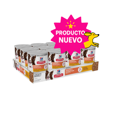 12 Latas Hill's Science Diet Adult Perfect Digestion Sabor Estofado Pollo y Vegetales, Alimento Húmedo para Perros Adultos, Digestión Saludable, 363g