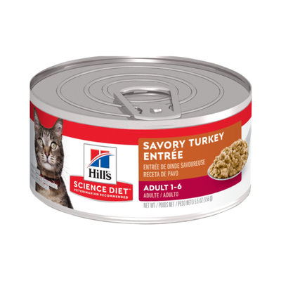 1 Lata Hill's Science Diet Adult Turkey Entrée Cat Food. Alimento húmedo para gatos adultos sabor pavo, 156g
