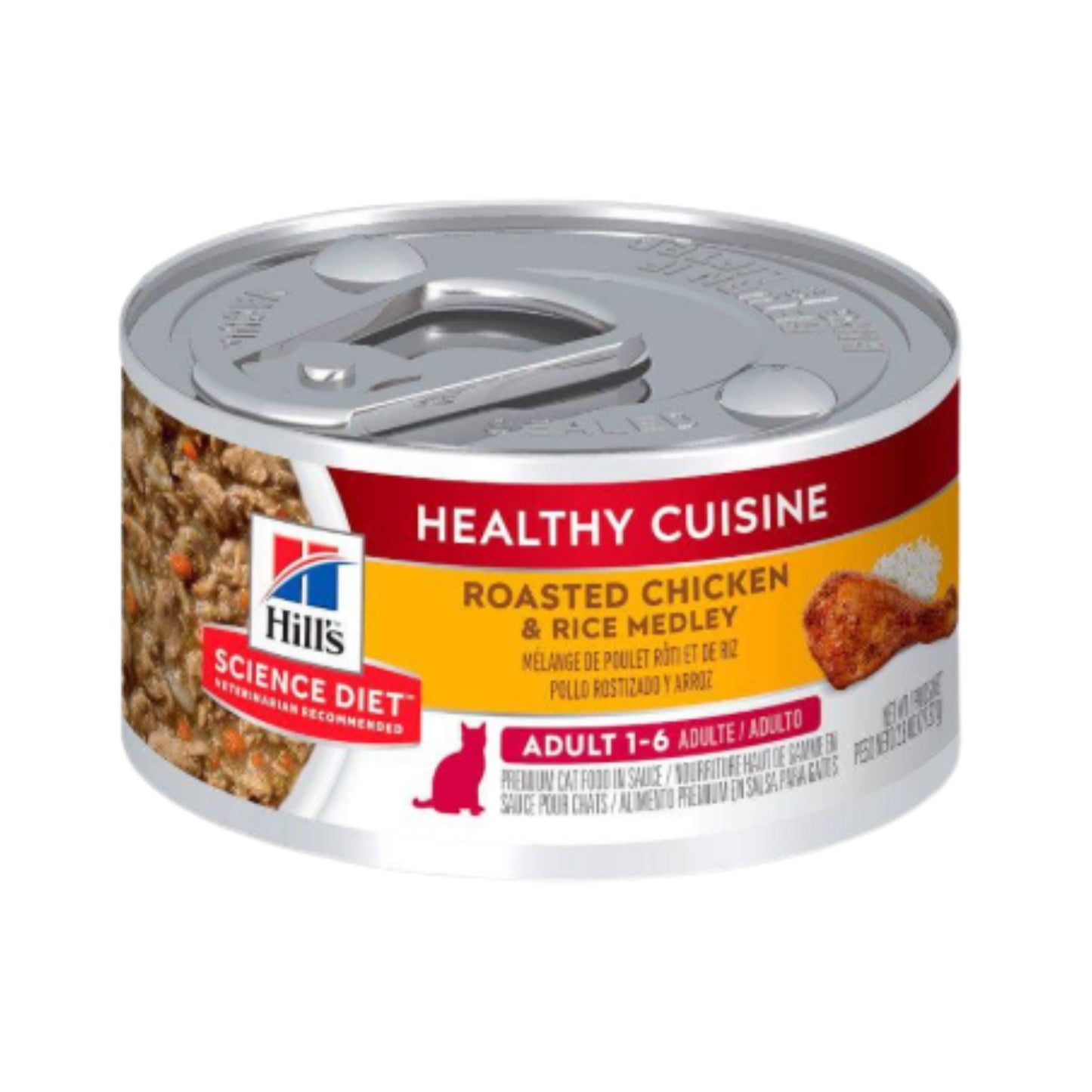 1 Lata Hill's Science Diet Feline Adult Healthy Cuisine, Alimento húmedo para gato adulto 79g