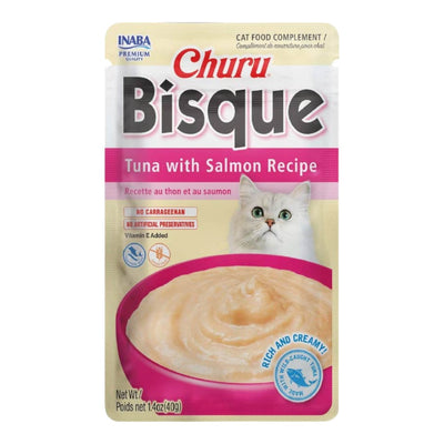 Premio Churu Gato Bisque Atún y Salmón, Puré Cremoso Bajo en Calorías, 1 Sobre