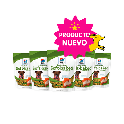 5 Premios Hill's Canine Grain Free Soft-Baked Naturals, Premios Naturales Sin Granos, Horneados Suavemente con Pollo y Zanahorias 227 g