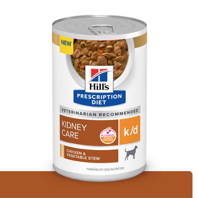 6 Latas Hill's Prescription Diet k/d, Cuidado Renal, para Perro, Estofado de Pollo y Vegetales, 363 g