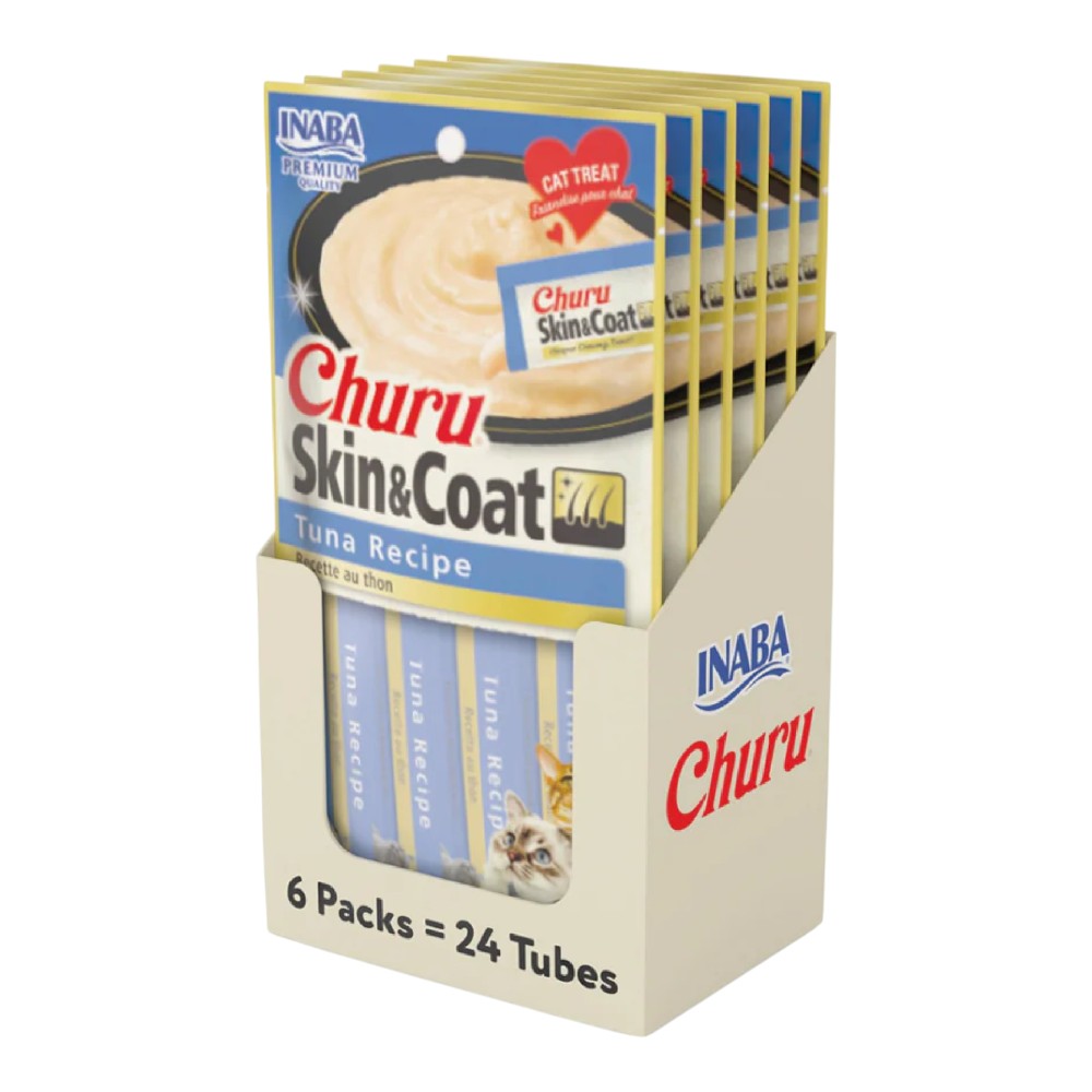 Churu 6 Pack Premios para Gato Skin & Coat Atún 4 tubos de 14 Gr c/u