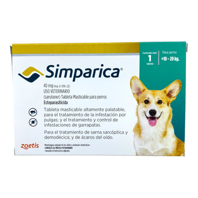 Simparica 1 Masticables 40 mg 10 a 20kg