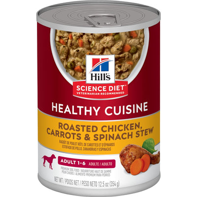 12 Latas Hill's Science Diet Adult Healthy Cuisine, Alimento húmedo en lata para perro 354g - AniMALL