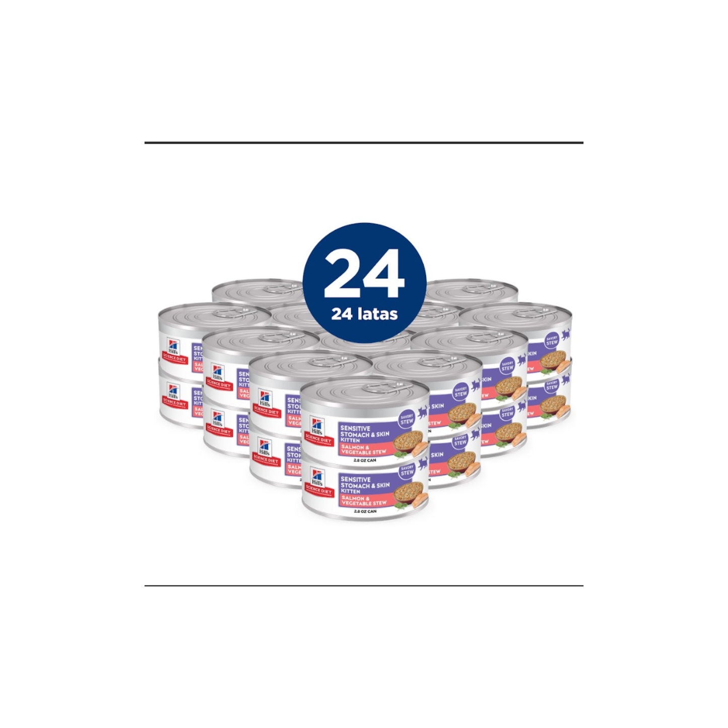 24 Latas Hill´s Science Diet Sensitive Stomach and Skin Kitten, Salmón y Vegetales 79 g
