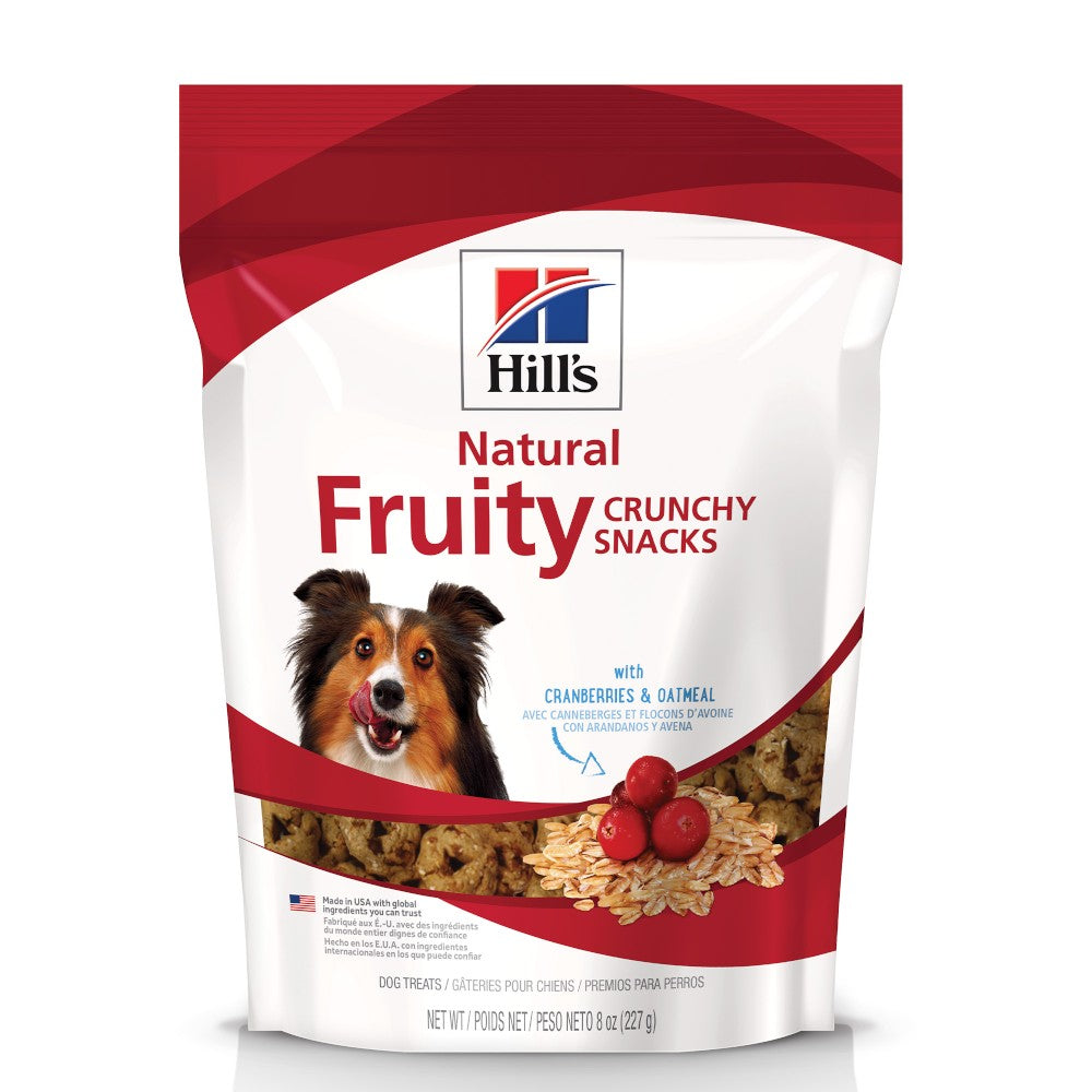 3 Hill's Natural Fruity Crunchy Snacks, premios para perro con arándanos y avena 230g