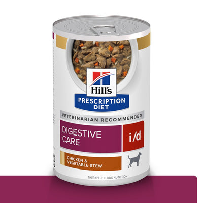 12 Latas Hill's Prescription Diet i/d, Cuidado Digestivo, para Perro, Estofado de Pollo y Vegetales, 354 g