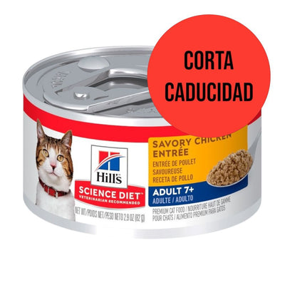 CORTA CADUCIDAD 24 Latas Hill's Science Diet Adult 7+, alimento saludable húmedo en lata para gato senior sabor pavo 156g