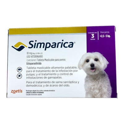 Simparica 3 Tabletas 10 Mg 2.5 a 5 Kg - AniMALL