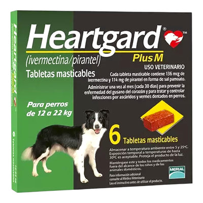 Heartgard Plus M Perros de 12 a 22 Kg 6 Tabletas Masticables