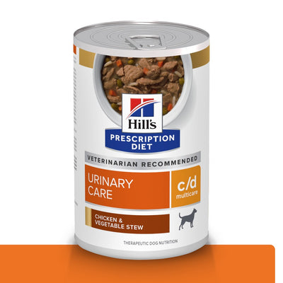 12 Latas Hill's Prescription Diet c/d Multicare, Cuidado Urinario, para Perro, Estofado de Pollo y Vegetales, 354 g