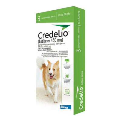 Credelio Perros 3 Tabletas 450 Mg 11 a 22 Kg Elanco - AniMALL