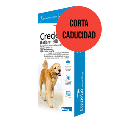 CORTA CADUCIDAD Credelio Perros 3 Tabletas 900 Mg 22 a 45 Kg Elanco