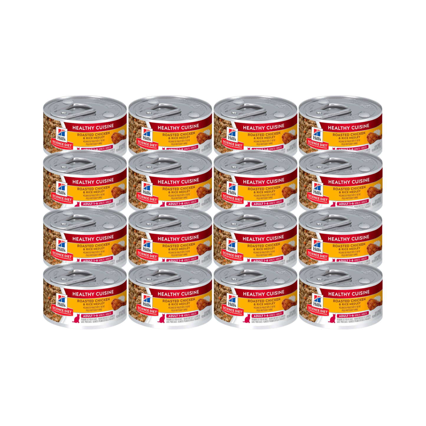 24 Latas Hill's Science Diet Adult Healthy Cuisine, Alimento húmedo en lata para gato adulto 79g
