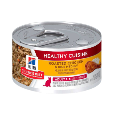 24 Latas Hill's Science Diet Adult Healthy Cuisine, Alimento húmedo en lata para gato adulto 79g