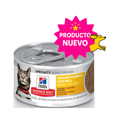 1 Lata Hill's Science Diet Alimento Húmedo Control Urinario y de Bolas de Pelo para Gato Adulto Receta de Pollo, 82g