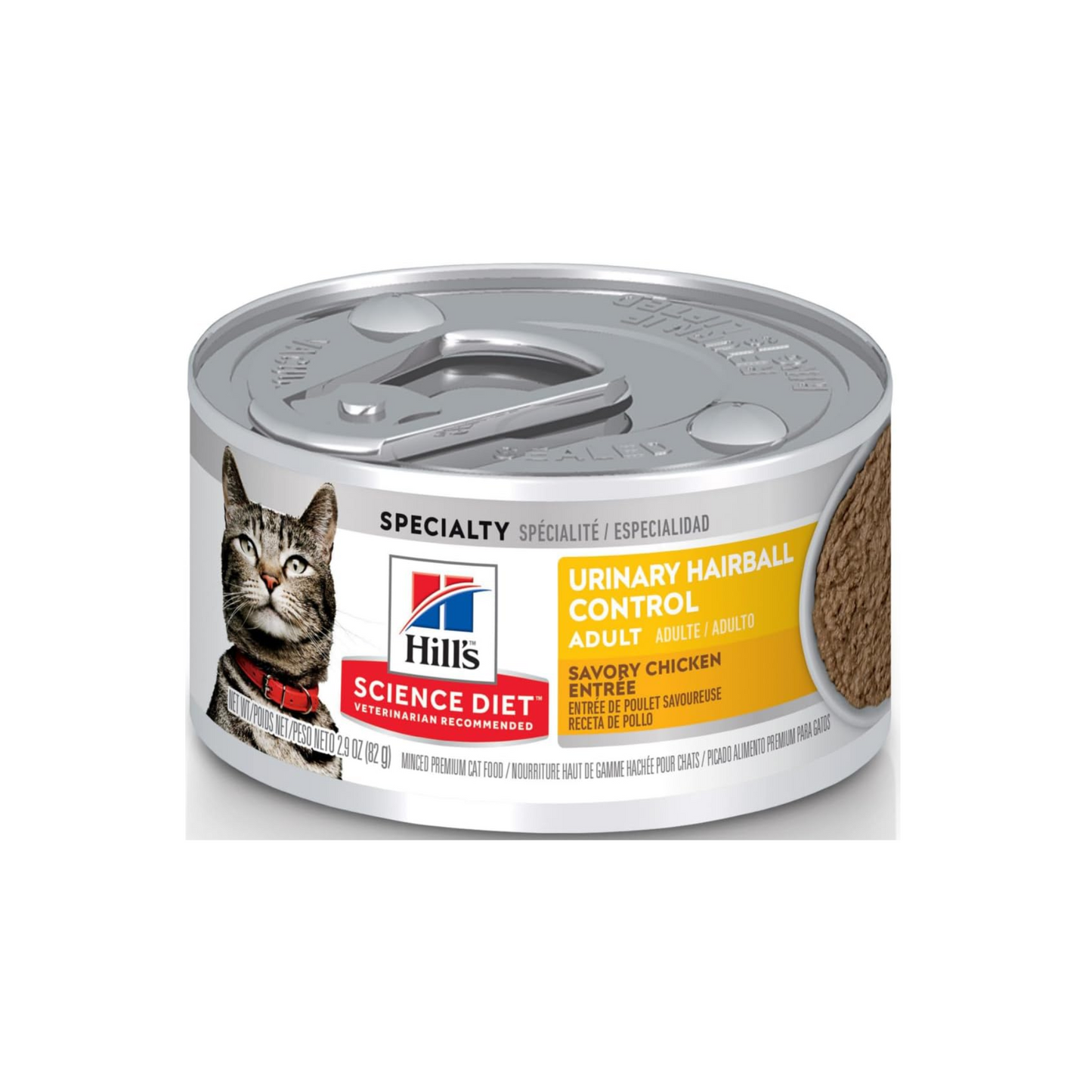 1 Lata Hill's Science Diet Alimento Húmedo Control Urinario y de Bolas de Pelo para Gato Adulto Receta de Pollo, 82g
