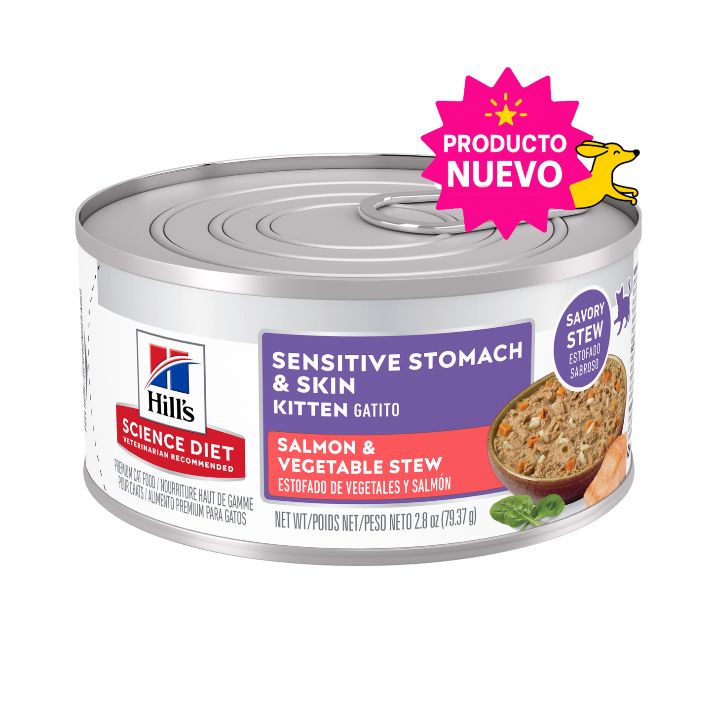 1 Lata Hill´s Science Diet Sensitive Stomach and Skin Kitten, Salmón y Vegetales 79 g